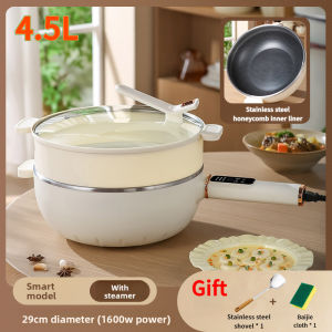 5.5L Multifunctional Electric Frying Pan 1350W Stainless Steel Honeycomb Wok With Steamer Non Stick Electric Cooking Pot