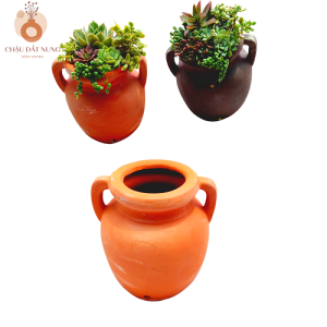 Chậu đất nung Bình Dương - Ốp tường quai - miệng chậu 9cm chiều cao 17cm