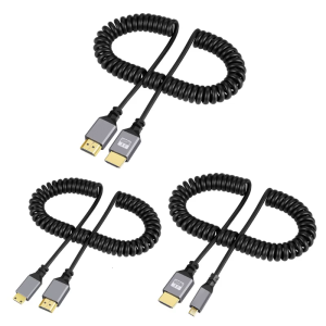4K Coiled Cable 2.0 Version High Speed Cable Male to Male Adapter Spring Spiral Cord