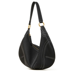 BeeGreen Women Genuine Leather Fashion Crescent Bag Large Capacity Shoulder Bag Elegant Underarm Bag Versatile Sling Bag