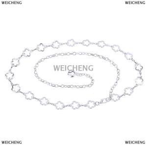 [COD] WEICHENG Fashion Metal Hollow Flower Waist Chain For Women Dress Shirt Suit Decoration Belts Body Chain