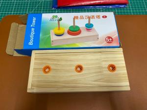 Kids Wooden Early Learning Educational Rainbow Stacking Tower of Hanoi Block Storage Box Toys Set (BIG)