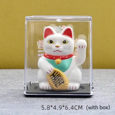 Mini waving solar gold color cat pusa good luck charms home table fengshui light cute table office lucky color dragon