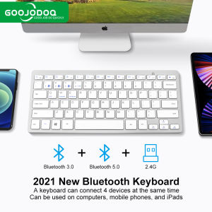 GOOJODOQ Bluetooth Wireless Keyboard 2021 3 pcs Bluetooth 5.0 and 2.4G Connect 4 Devices Same Time For Macbook Laptop iPhone iPad Android