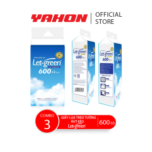 Combo Khăn Giấy Lụa Treo Tường Rút Kéo LET-GREEN 600 Tờ/Bao 2 Lớp/Tờ