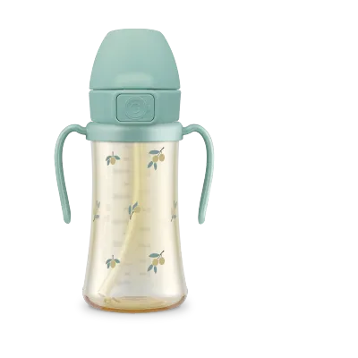 Grosmimi PPSU Toddler Straw Cup 300ml – 360° Weighted Straw Leak-Proof – One-Touch Spill-Proof Cap | BPA-Free Durable Baby Training Cup (Multiple Colors Available)