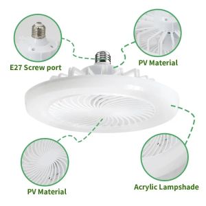 Ceiling Fan Light 2 in 1 LED Fan Light for Indoor and Outdoor E27 Fan Light with Remote Control Socket Enclosed Ceiling Fan Lighting 3 Color with celling fan 30W
