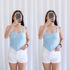 DNEMNLPH Jess V-end Top (Trendy Korean Bangkok Fashion Sando Croptop Womens Clothing High Quality Plain With Neutral Colors Stretchable Freesize For Girls Ladies Women Casual Beach Summer Outfit Cotton Fabric Double Lining)