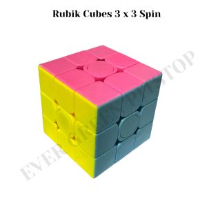 Rubik Cubes 3 x 3 SPIN Rubic Cube No Base / TIdak Ada Dasar 6 Warna Magic Cube 3x3 Model MUTAR Lucu Fidget Spinner Permainan Anak Asah Otak Matematika Kubus Warna Licin Speed Motion Cepat