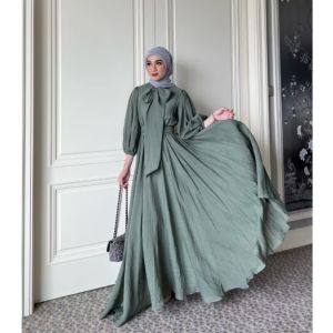 Dress Ornella butiq Mat.Crinkle Premium Karet Muslim Wudhu Pita