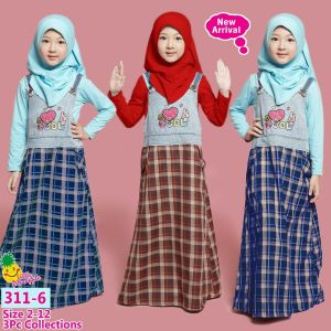little pineapple set overall gamis dress bordir soft KOYA bangtan hijab anak 4-9Y