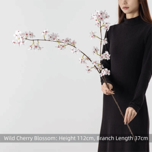 FELIZ Plum Blossom Artificial Cherry Blossom 3D Faux Long Stem Silk Flower Photo Prop 112cm Long Branches Flower Wedding Decor