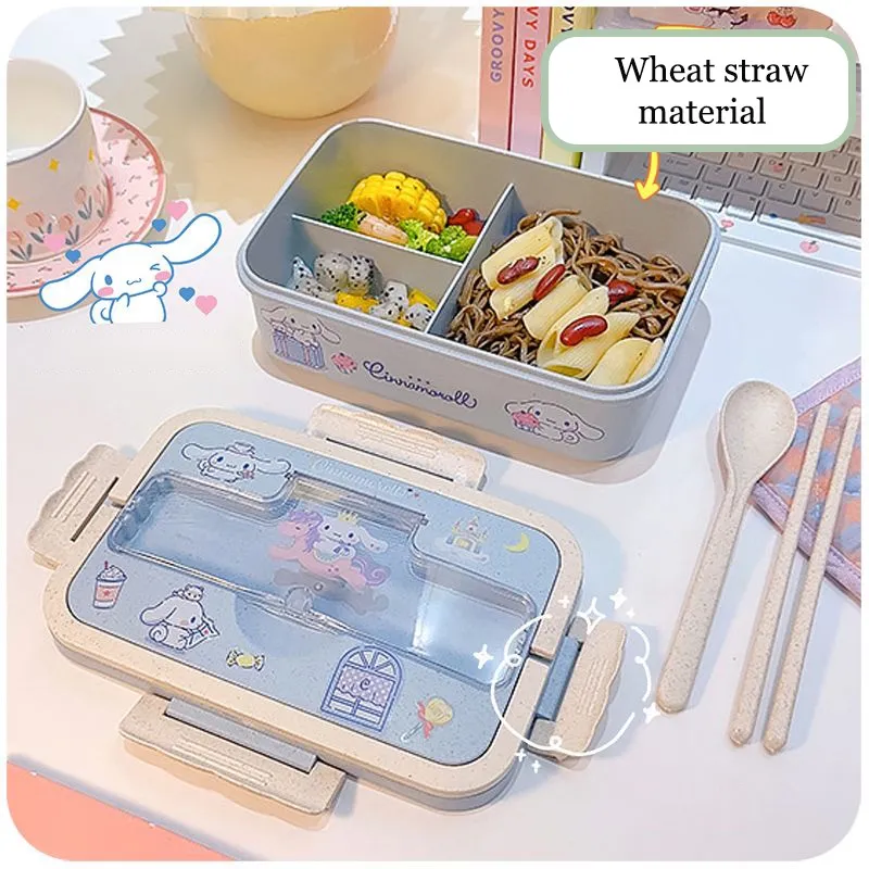 Amazon.com: Fwoiionse Anime Lunch Box Bag Kit, 3-In-1 Compartment Wheat  Straw Bento Box,Reusable Lunch Bag,with Spoon & Fork for  Adults,Women,Men,Picnic,Office Work: Home & Kitchen