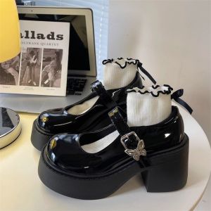 Size 35-40 Round Toe Versatile Thick Bottom Mary Jane Shoes British Style Leather Shoes for Women
