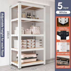 【SG Stock】IRO Height Adjustable Metal Rack Home kitchen Stainless Steel Warehouse Rack Shelf Multi-layer Easy To Install 置物架 Easy Assembly  Nordic style ins style