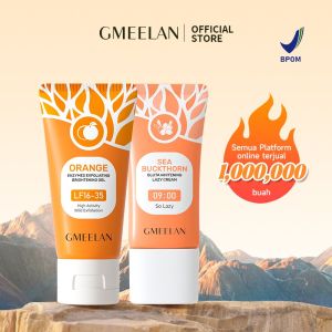 GMEELAN Orange Exfoliating Gel Peeling Face Eksfoliasi Wajah + Gluta Whitening Lazy Cream Day Cream Wajah Skincare Kit [nasa grosir]