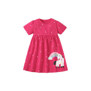 Váy Little Maven bé gái pony đỏ chấm bi