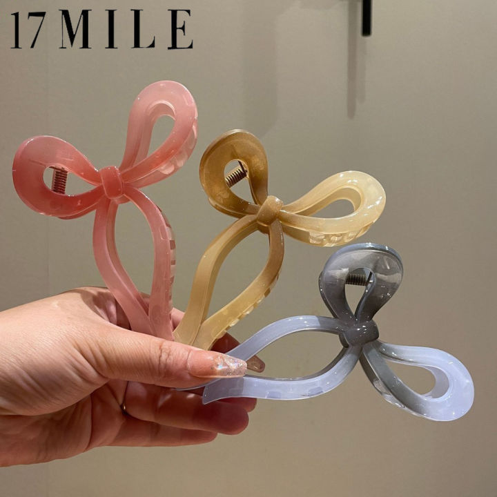 Pink - Mirror Shell Work Women's Bow Hair Clip 17