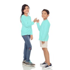 Kaos Polos Anak Oneck Lengan Panjang Bahan Katun Combed 30s Warna Mint