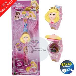 JAM TANGAN ANAK PEREMPUAN LAMPU DAN MUSIK TALI KARET KARAKTER PRINCESS FASHION