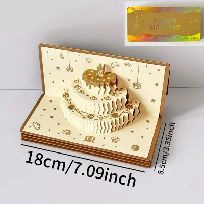 6 slots 3D Birthday Cake Red Envelope Music Light Greeting Card Cash Holder Childrens Lucky Money Envelope Happy Birthday Gift