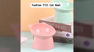 MeowMart Cat Food Bowl Pet Elevated Bowl 15 Tilted Protects Cervical Feeding Water Bowl Cat Puppy Mangkuk Tinggi Kucing Anjing