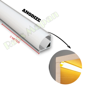 FULL Rumah Lampu LED Stripe Sudut Rulam 1616 Huben ( AnodizeHitamGoldPutih)
