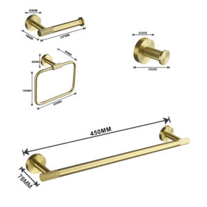 LDIES Bathroom Hardware Accessories Set Brushed Gold Knurled Brass Kit Towel Bar Ring Robe Hook Paper Holder Towel Ring Toilet Brush H1M6T