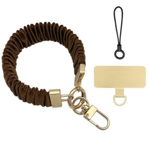 MIIQNUS Pleated Design Mobile Phone Strap Metal Card Pendant Mobile Phone Lanyard Braided Fabric High-End Cell Phone Chain Women/Lady/Girl
