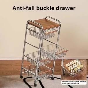 FFBH Cart Wheeled Storage Rack Multi-functional Rolling Organizing Rack Kitchen Metal Storage Racks with Wheels Home Accessories 4Y1Z7