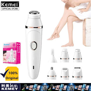 Kemei KM-375 Epilator Electric Shaver Face Nose Hair Removal Bikini Trimmer For Women Private Part Body Wash Set