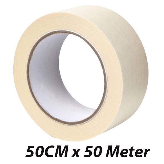 50 Meter Masking Tape White Kertas Packing Tape Painting Paper Adhesive