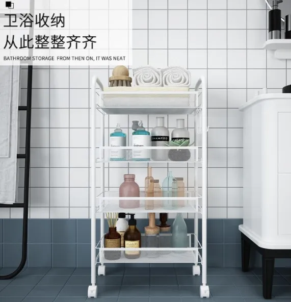 Movable Three/Four/Five Layer Trolley With Wheels Kitchen Shelf Floor ...