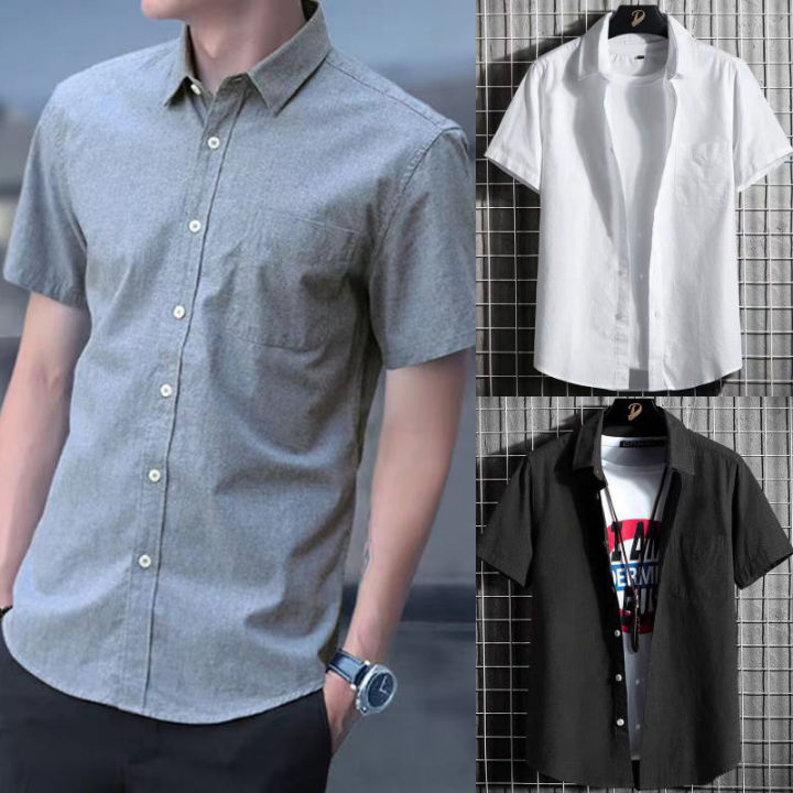 Short-sleeved shirt men's summer new Korean version casual simple top ...