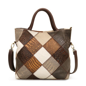 Designer Genuine Leather Purses and Handbags for Women Satchel 3D Splicing Handbag Head Layer Cowhide Shoulder Crossbody Bag