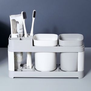Bathroom Toothbrush Holder Multifunctional Mouthwash Cup Set With Base Home Bathroom Storage Organizer