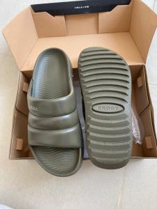 AVATAR Slide Sandal Pria Platform Motif Stripe Warna Abu-abu/Bronze Nyaman untuk Segala Musim