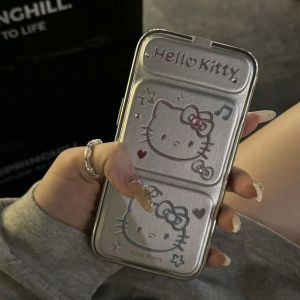 Christmas Gift Halloween Hot Sanrio Plating Iphone 15/14/13/12Promax Bracket Protective Shell Kawaii Hello Kitty Anime Fall Prevention Mobile Phone Shell