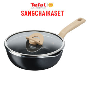TEFAL กระทะก้นลึก ขนาด 22 ซม. พร้อมฝา ONE PICK-POT รุ่น G1672524สีครีม