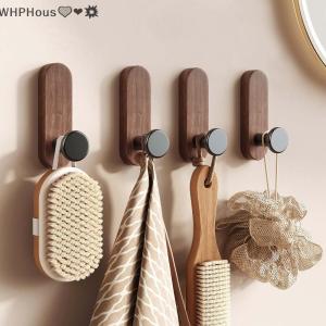 WP💓💛💖 Nordic Style Wood Wall Hooks Self Adhesive Mounted For Hanging Coat Towel Clothes Blanket Hat Backpack Robe Entryway Key Holder