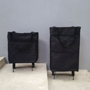 🇸🇬 Foldable Trolley Bag With Wheels | Folding Waterproof Grocery Shopping Supermarket Market Travel Small Mini Fold Cart