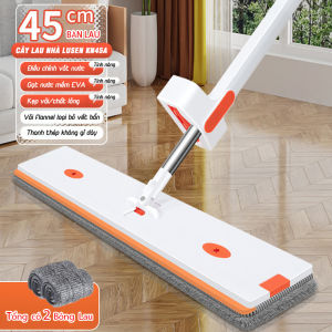 Cây lau nhà tự vắt thông minh bàn lau lớn 45cm lau 360 độ sàn nhà sạch khô nhanh Lusen KN45A