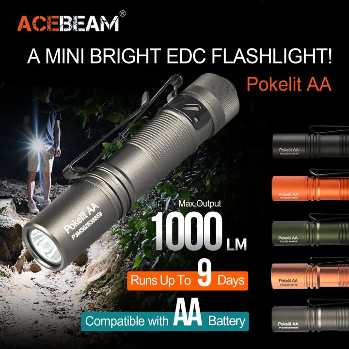 ACEBEAM Pokelit AA EDC Flashlight 1000 Lumens High CRI90 USBC