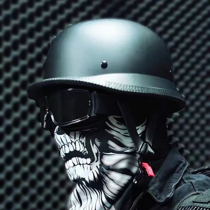 chrome dot german style motorcycle helmet D.O.T. German- Hi-Gloss Black L Only 1lb and 5oz / 60050g How to correctly measure your head Low Profile German Mayan Style