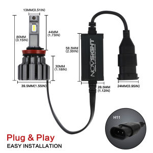 Novsight F03 LED Car Headlight Bulbs 9005 9006 H4 H7 H11 LED Light for High/Low Beam Fog Light 6000K Super Bright 80W 15000LM Plug&Play 2Pcs 1 Year Warranty Free Shipping