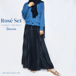 1Set Rosé Cardigan + Rok Plisket Paket Hemat OOTD Korean style rajut