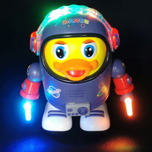 Electric Robots Dance Space Duck Dancing Walking Right&Left Rock with Light Music for Kids Baby Toddlers Toy Early Education Learning Gift