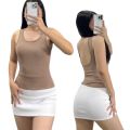 Freya Padded U-Back With Chest Pad Knitted Basic Comfy Sleeveless Open Back Casual Top For Women. 