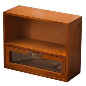 MAYNN Multi-layer Wooden Desk Storage Box Nordic Drawer Type Cosmetic Jewelry Organizer Display Cabinet Large Capacity Double Door Display Cupboard Home