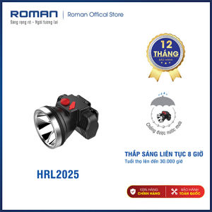 Đèn sạc đội đầu Roman HRL2025 chống nước mưa | Gồm ánh sáng ấm và trắng thắp sáng liên tục 8 giờ